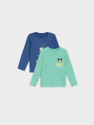 Sinsay - Bawełniana koszulka z nadrukiem 2 pack Mickey Mouse - zielony