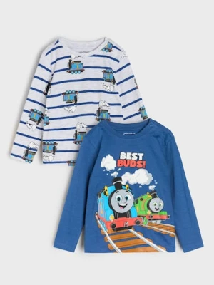 Sinsay - Bawełniana koszulka z nadrukiem 2 pack Thomas&Friends - niebieski