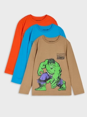 Sinsay - Bawełniana koszulka z nadrukiem 3 pack Marvel - wielobarwny