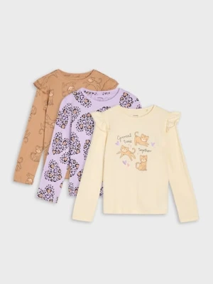 Sinsay - Bawełniana koszulka z nadrukiem 3 pack - wielobarwny