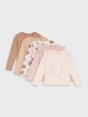 Sinsay - Bawełniana koszulka z nadrukiem 5 pack - wielobarwny