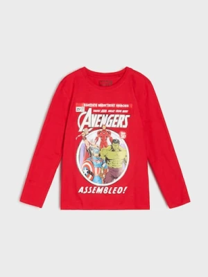 Sinsay - Bawełniana koszulka z nadrukiem Avengers - czerwony