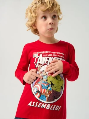 Sinsay - Bawełniana koszulka z nadrukiem Avengers - czerwony
