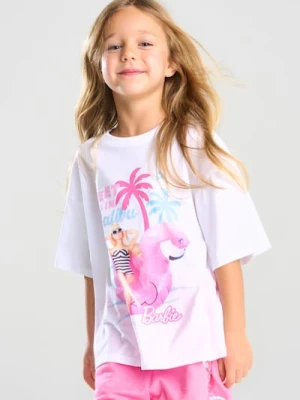 Sinsay - Bawełniana koszulka z nadrukiem Barbie - biały