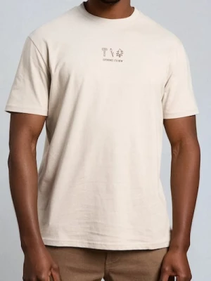 Sinsay - Bawełniana koszulka z nadrukiem - beżowy