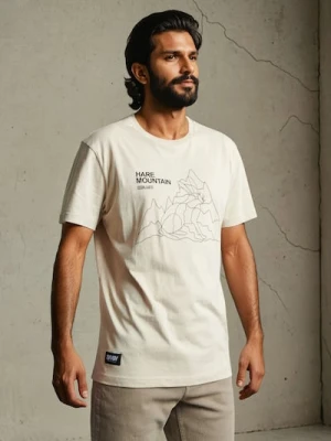 Sinsay - Bawełniana koszulka z nadrukiem - beżowy