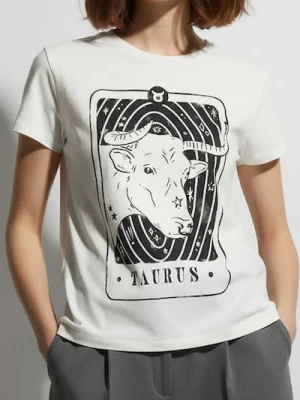 Sinsay - Bawełniana koszulka z nadrukiem - biały