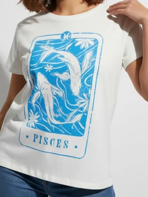 Sinsay - Bawełniana koszulka z nadrukiem - biały