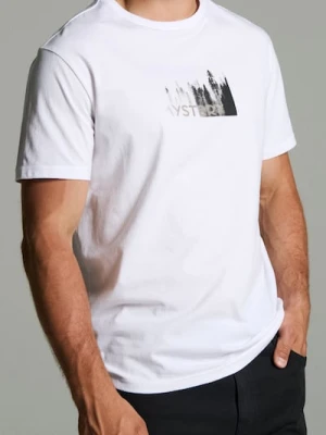 Sinsay - Bawełniana koszulka z nadrukiem - biały