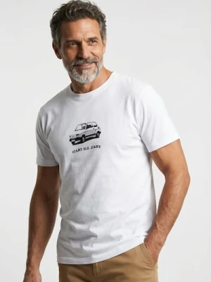 Sinsay - Bawełniana koszulka z nadrukiem - biały