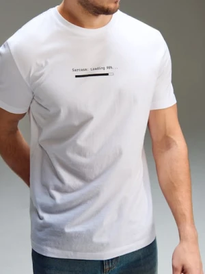 Sinsay - Bawełniana koszulka z nadrukiem - biały