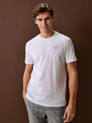 Sinsay - Bawełniana koszulka z nadrukiem - biały