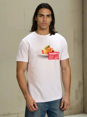 Zdjęcie produktu Sinsay - Bawełniana koszulka z nadrukiem - biały