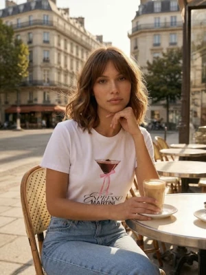 Sinsay - Bawełniana koszulka z nadrukiem - biały