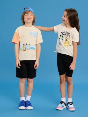 Sinsay - Bawełniana koszulka z nadrukiem Bluey - kremowy