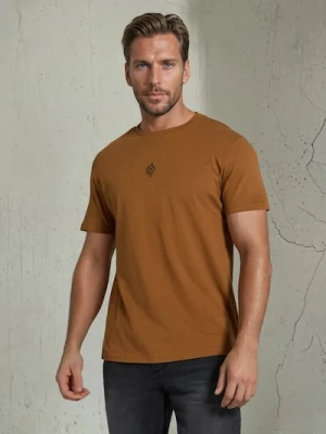 Sinsay - Bawełniana koszulka z nadrukiem - brązowy