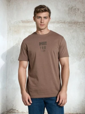 Sinsay - Bawełniana koszulka z nadrukiem - brązowy