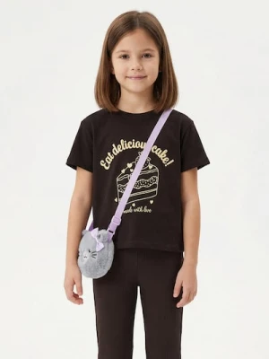 Sinsay - Bawełniana koszulka z nadrukiem - brązowy