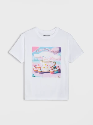 Sinsay - Bawełniana koszulka z nadrukiem Cinnamoroll - biały