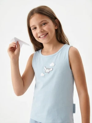 Sinsay - Bawełniana koszulka z nadrukiem Cinnamoroll - błękitny