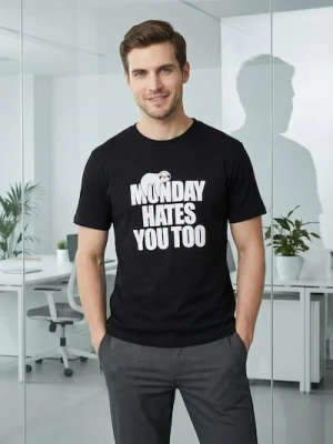 Sinsay - Bawełniana koszulka z nadrukiem - czarny