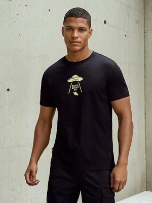 Sinsay - Bawełniana koszulka z nadrukiem - czarny