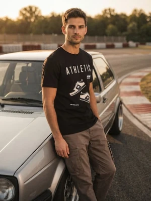 Sinsay - Bawełniana koszulka z nadrukiem - czarny