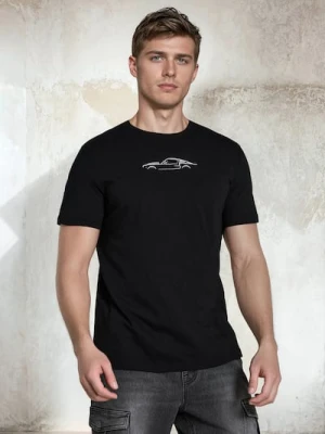 Sinsay - Bawełniana koszulka z nadrukiem - czarny