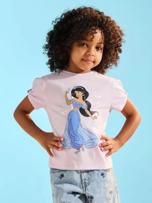 Sinsay - Bawełniana koszulka z nadrukiem Disney Princess Jasmine - fioletowy