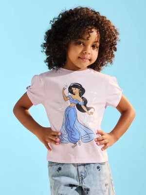 Sinsay - Bawełniana koszulka z nadrukiem Disney Princess Jasmine - fioletowy