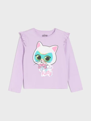 Sinsay - Bawełniana koszulka z nadrukiem Disney SuperKitties - fioletowy