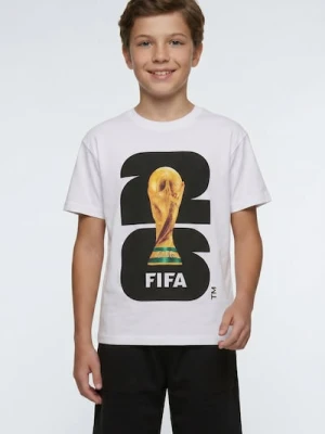 Sinsay - Bawełniana koszulka z nadrukiem FIFA World Cup - biały
