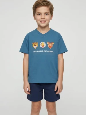Sinsay - Bawełniana koszulka z nadrukiem FIFA World Cup - szary