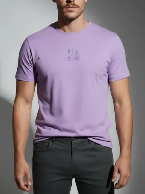 Sinsay - Bawełniana koszulka z nadrukiem - fioletowy