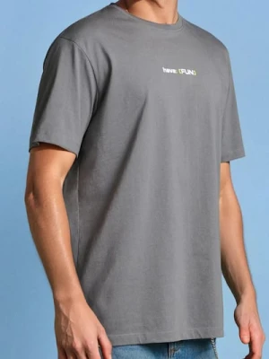 Sinsay - Bawełniana koszulka z nadrukiem gamingowym na plecach - szary