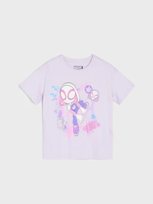 Sinsay - Bawełniana koszulka z nadrukiem Ghost-Spider - fioletowy