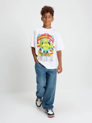 Sinsay - Bawełniana koszulka z nadrukiem Grinch - biały