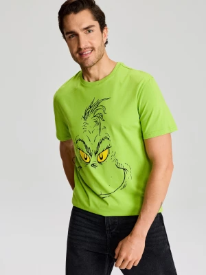 Sinsay - Bawełniana koszulka z nadrukiem Grinch - zielony