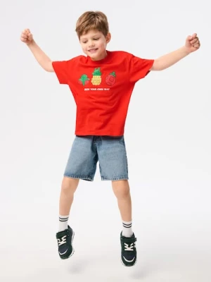 Sinsay - Bawełniana koszulka z nadrukiem Grow a Garden - czerwony