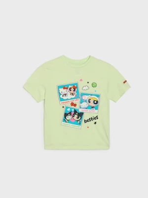 Sinsay - Bawełniana koszulka z nadrukiem Hello Kitty and Friends - zielony