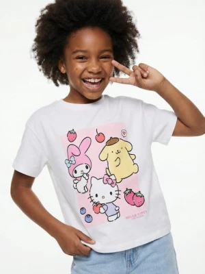 Sinsay - Bawełniana koszulka z nadrukiem Hello Kitty - biały