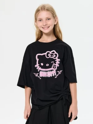 Sinsay - Bawełniana koszulka z nadrukiem Hello Kitty - czarny