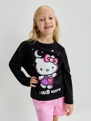 Sinsay - Bawełniana koszulka z nadrukiem Hello Kitty - czarny
