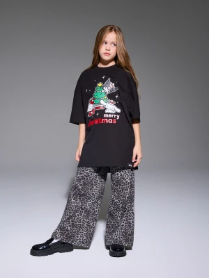 Sinsay - Bawełniana koszulka z nadrukiem Hello Kitty - czarny