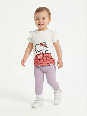 Sinsay - Bawełniana koszulka z nadrukiem Hello Kitty - kremowy