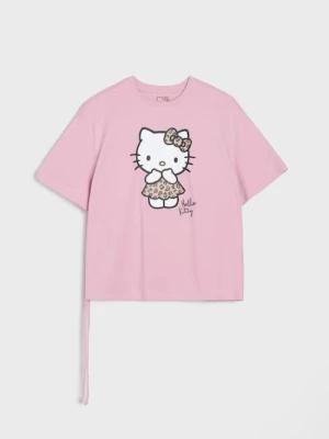 Sinsay - Bawełniana koszulka z nadrukiem Hello Kitty - różowy