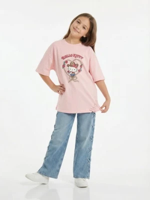 Sinsay - Bawełniana koszulka z nadrukiem Hello Kitty - różowy