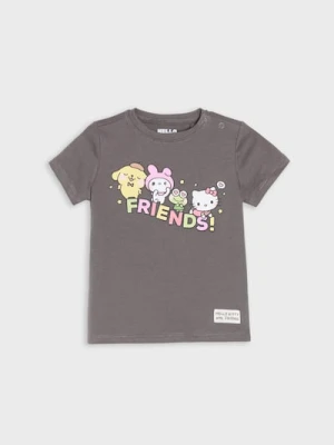 Sinsay - Bawełniana koszulka z nadrukiem Hello Kitty - szary