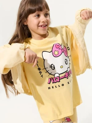 Sinsay - Bawełniana koszulka z nadrukiem Hello Kitty - żółty
