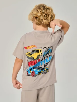 Sinsay - Bawełniana koszulka z nadrukiem Hot Wheels - szary